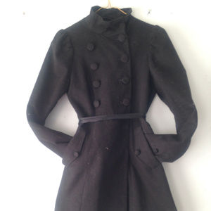 Topshop Double Breasted Velour military dress coat